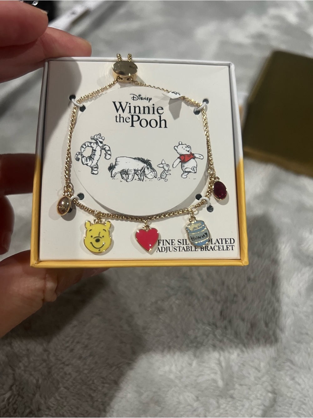 ✨ Disney Winnie the Pooh Fine Silver Plated Adjustable Charm Bracelet NWT ✨
